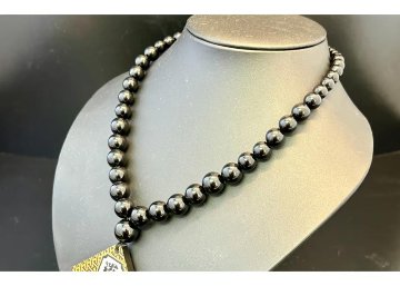 ☆木札別売り☆【羅殺丸】数珠ネックレス☆オニキスグラデーションタイプ☆木札持ち込み可の画像