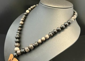 ☆木札別売り☆【黒狼丸】数珠ネックレス☆木札持ち込み可の画像