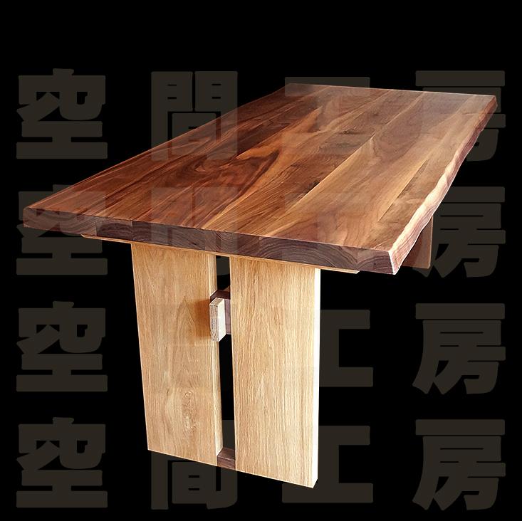 柿渋塗装仕上げ、ウォールナット材のダイニングテーブル (四角形・国産品)画像