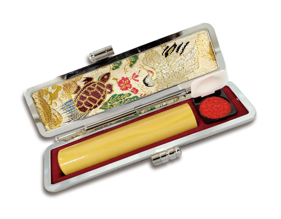 [Hanko Stamp Case] for S-Size Stick Type (Crane and Tortoise Design)の画像