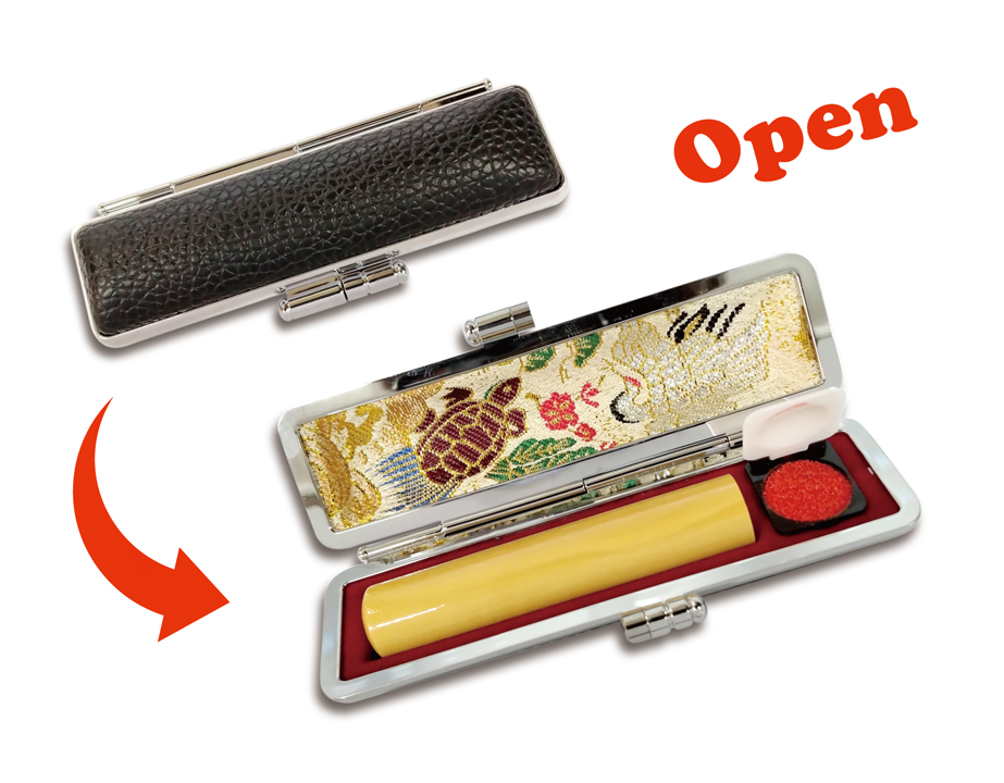 [Hanko Stamp Case] for S-Size Stick Type (Crane and Tortoise Design)の画像