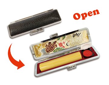 [Hanko Stamp Case] for S-Size Stick Type (Crane and Tortoise Design)の画像