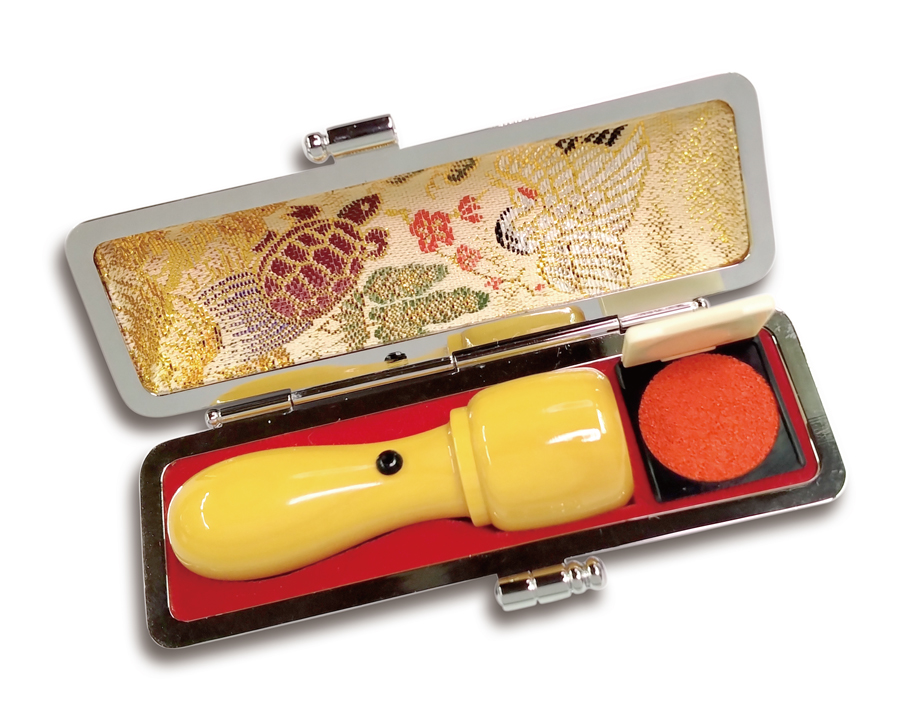 [Hanko Stamp Case] for M-Size Round Type (Crane and Tortoise Design)の画像