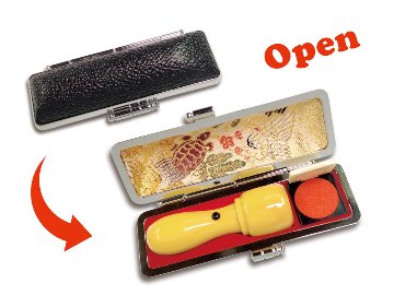 [Hanko Stamp Case] for M-Size Round Type (Crane and Tortoise Design)の画像