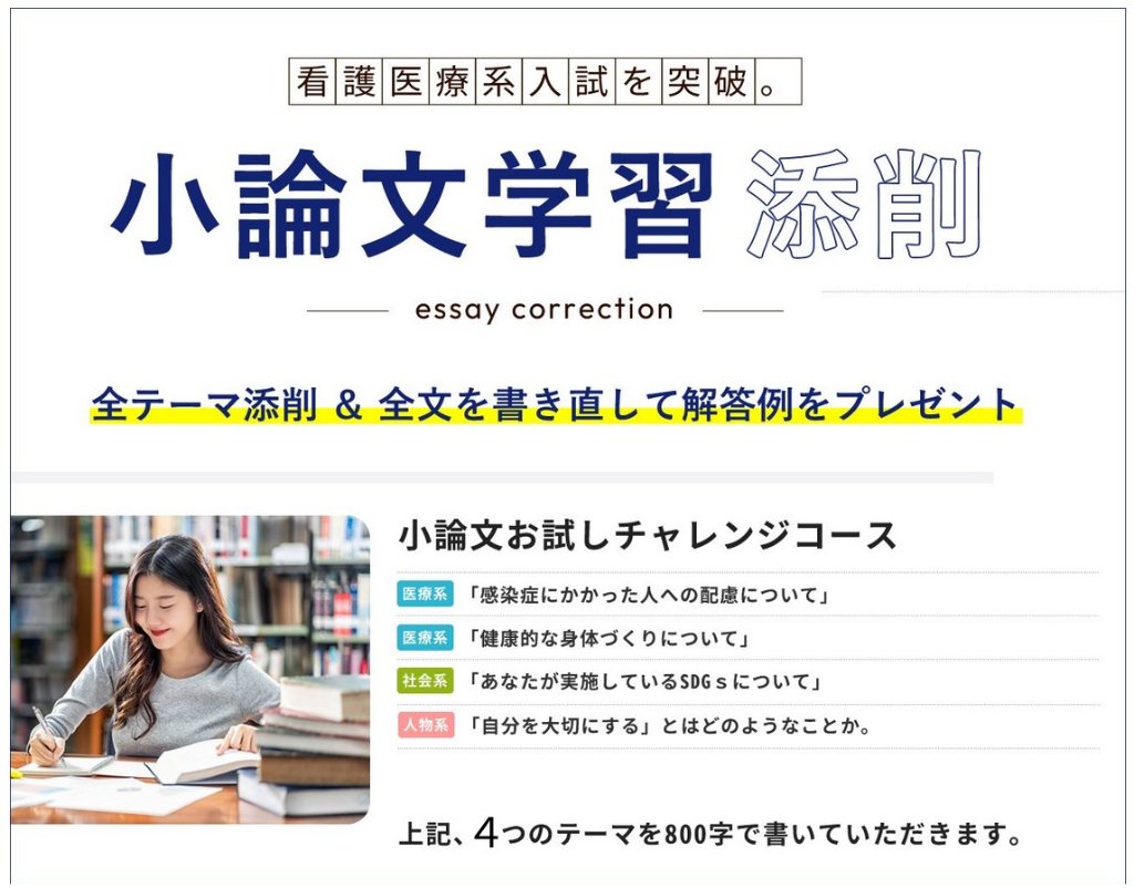 小論文お試しコース　【全4テーマ　(400字～800字まで：どんな文字数でも対応可)】の画像