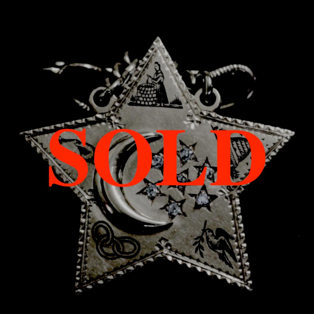 アンティーク オッドフェローズ オールドカットダイヤ & ゴールド ブローチの画像