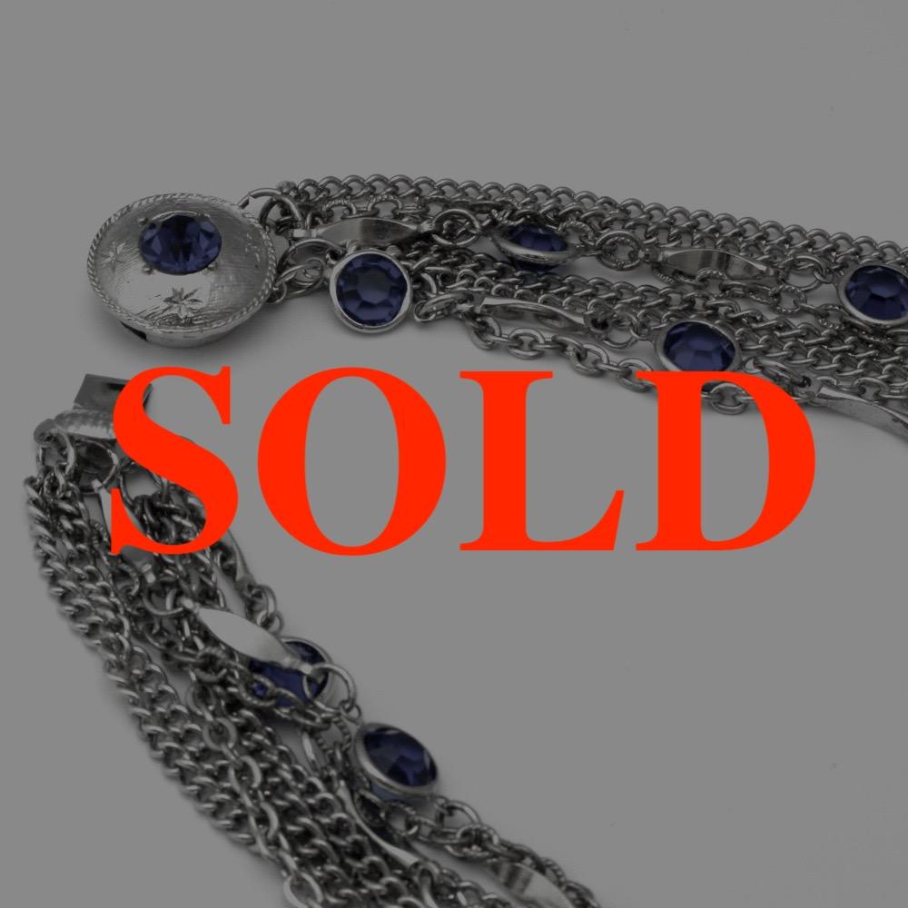 ヴィンテージ シルバーメタル 8連チェーンネックレスの画像