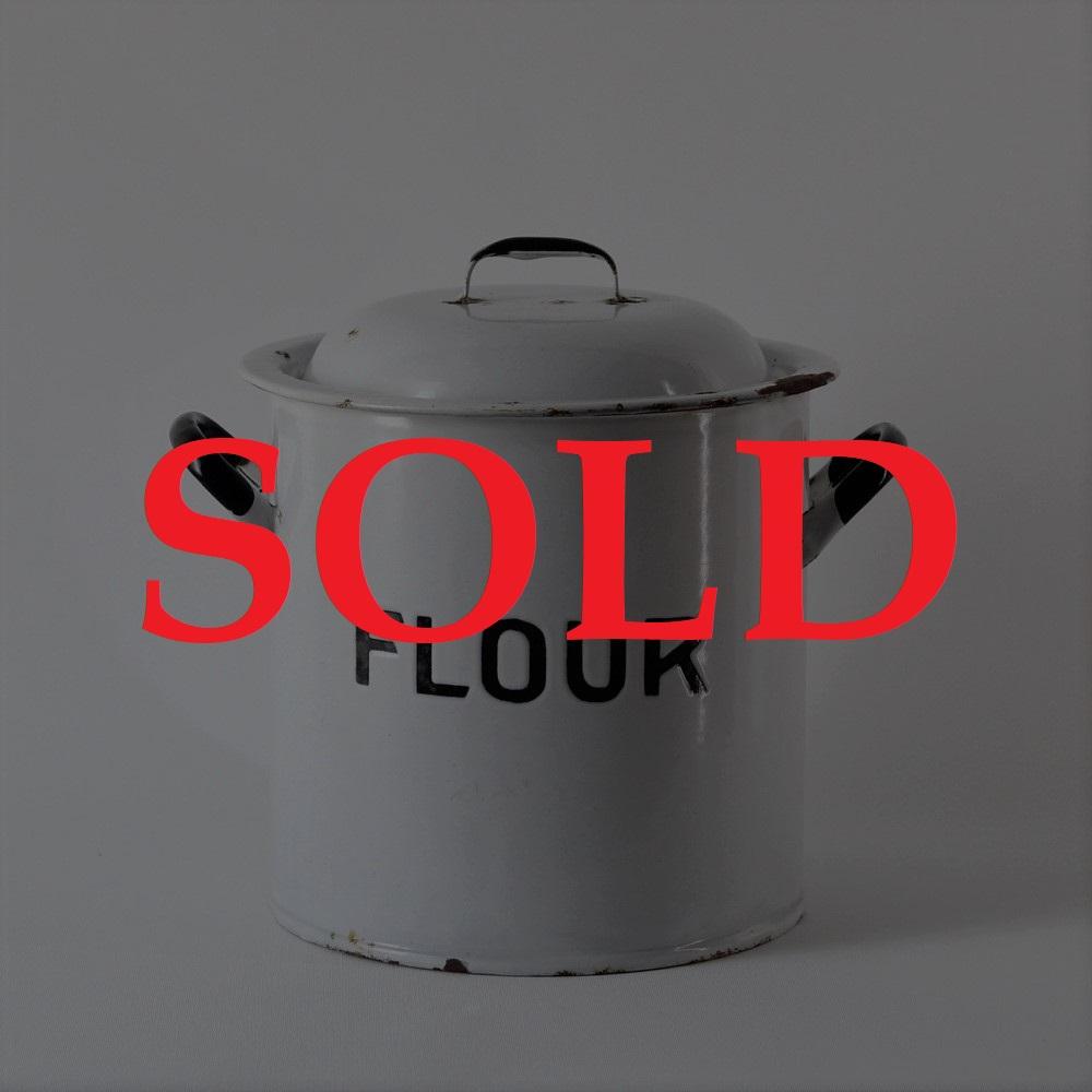 イギリス アンティーク エナメル FLOUR缶の画像