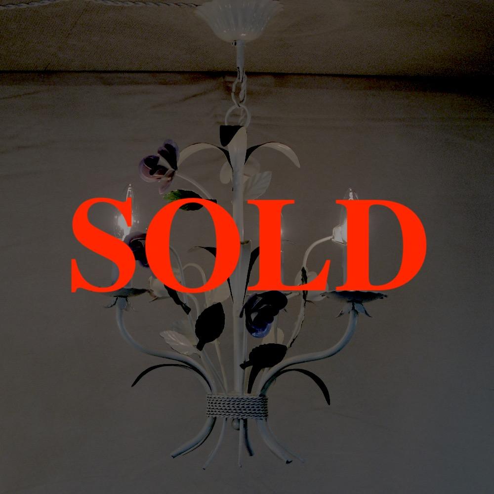 フランス ヴィンテージ トールフラワー 3灯シャンデリアの画像