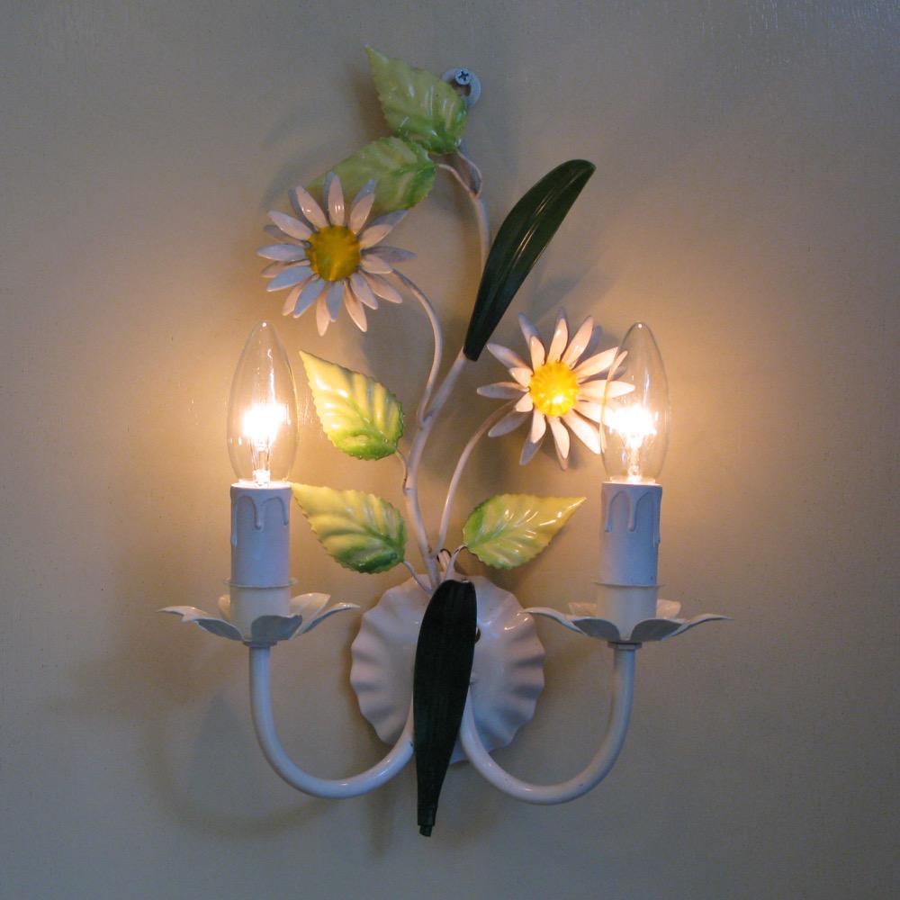 フランス ヴィンテージ トールフラワー ウォールランプの画像