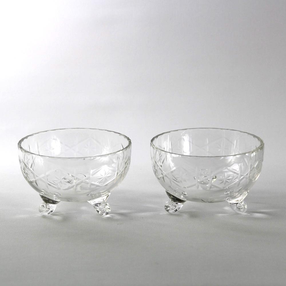 イギリス ヴィンテージ カットガラス ボウルの画像