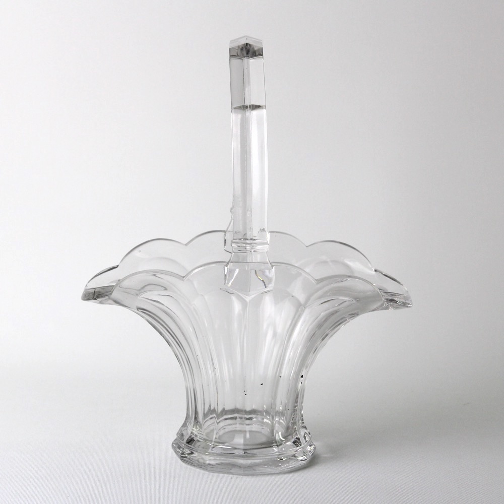 イギリス ヴィンテージ モールドガラス フラワーベースの画像