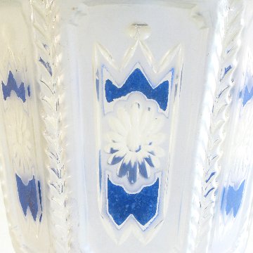アンティーク エナメル＆カットガラス ハンギングランプ画像