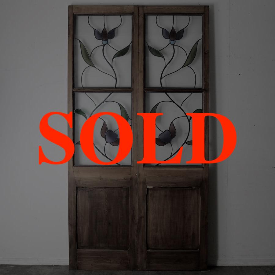 イギリス  アンティーク ステンドグラス ドア 2枚セットの画像