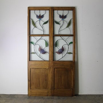 イギリス  アンティーク ステンドグラス ドア 2枚セット画像