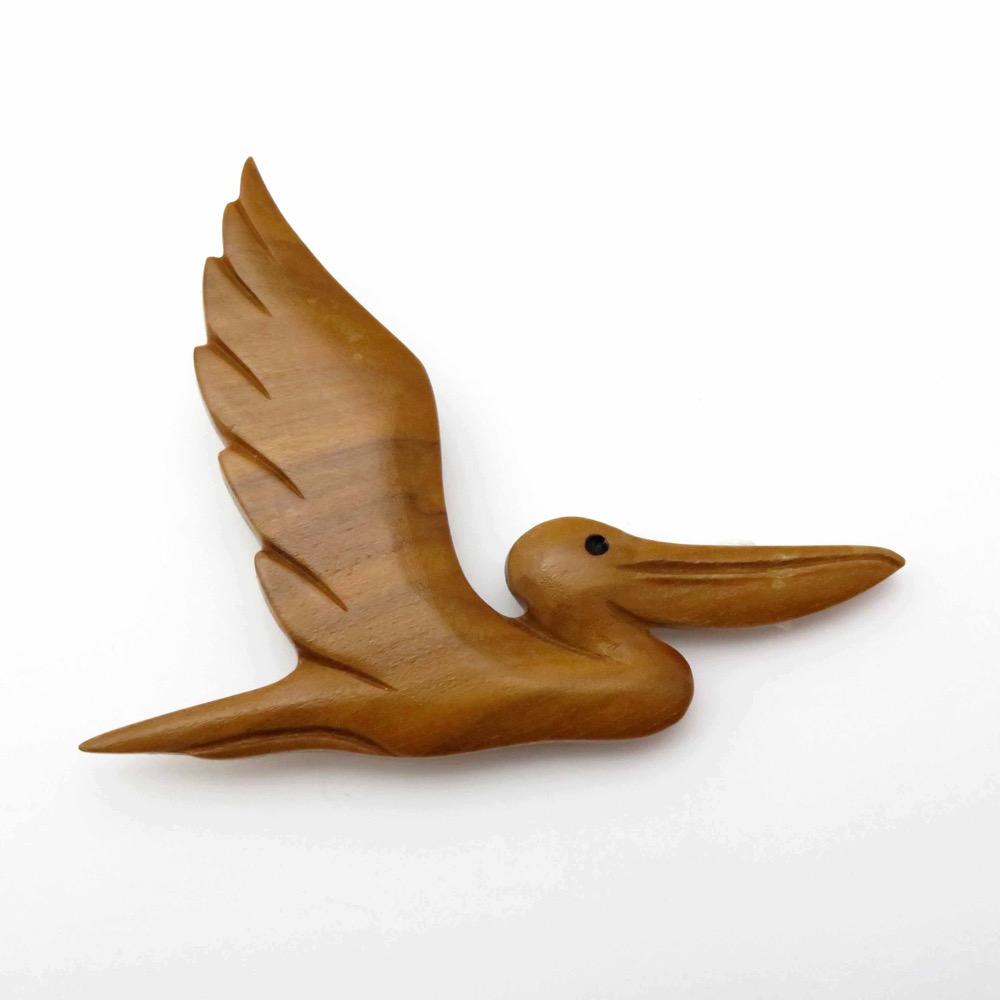 ヴィンテージ 木製 ペリカンのブローチの画像