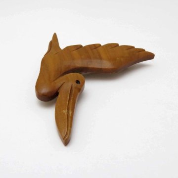 ヴィンテージ 木製 ペリカンのブローチ画像