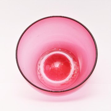 イギリス ヴィクトリアン クランベリーガラス ミルクジャグ&シュガーボウル画像