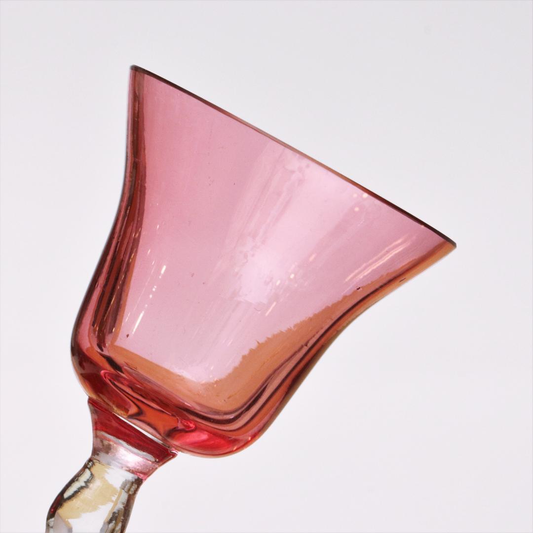 イギリス ヴィクトリアン クランベリーガラス インバーテッドグラス 可杯画像
