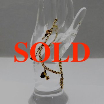 イギリス ヴィンテージ 14金チャーム＆18金チェーンブレスレットの画像