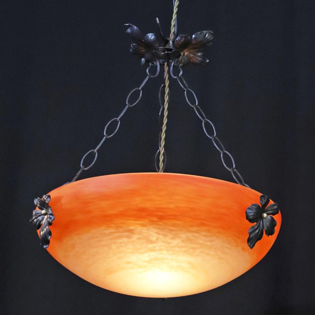 フランス アンティーク アールヌーボー ハンギングランプボウルの画像