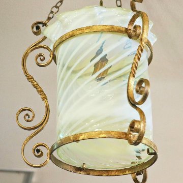 フランス ヴァセリンガラス アイアンハンギングランプ画像