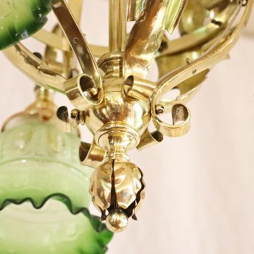 アールヌーボー ブラス 3灯シャンデリア画像