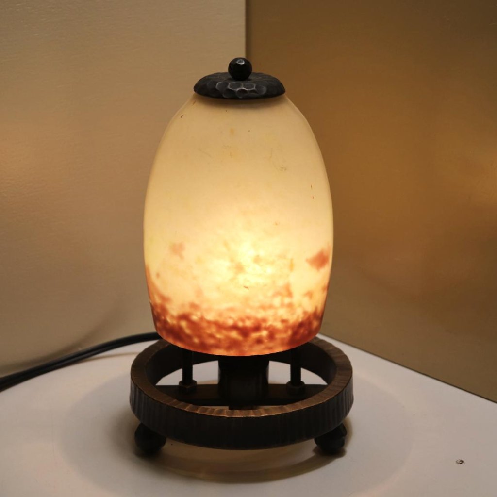 フランス アンティーク L'ELF 斑文ガラス＆アイアン ヴェイユーズ / 常夜灯の画像