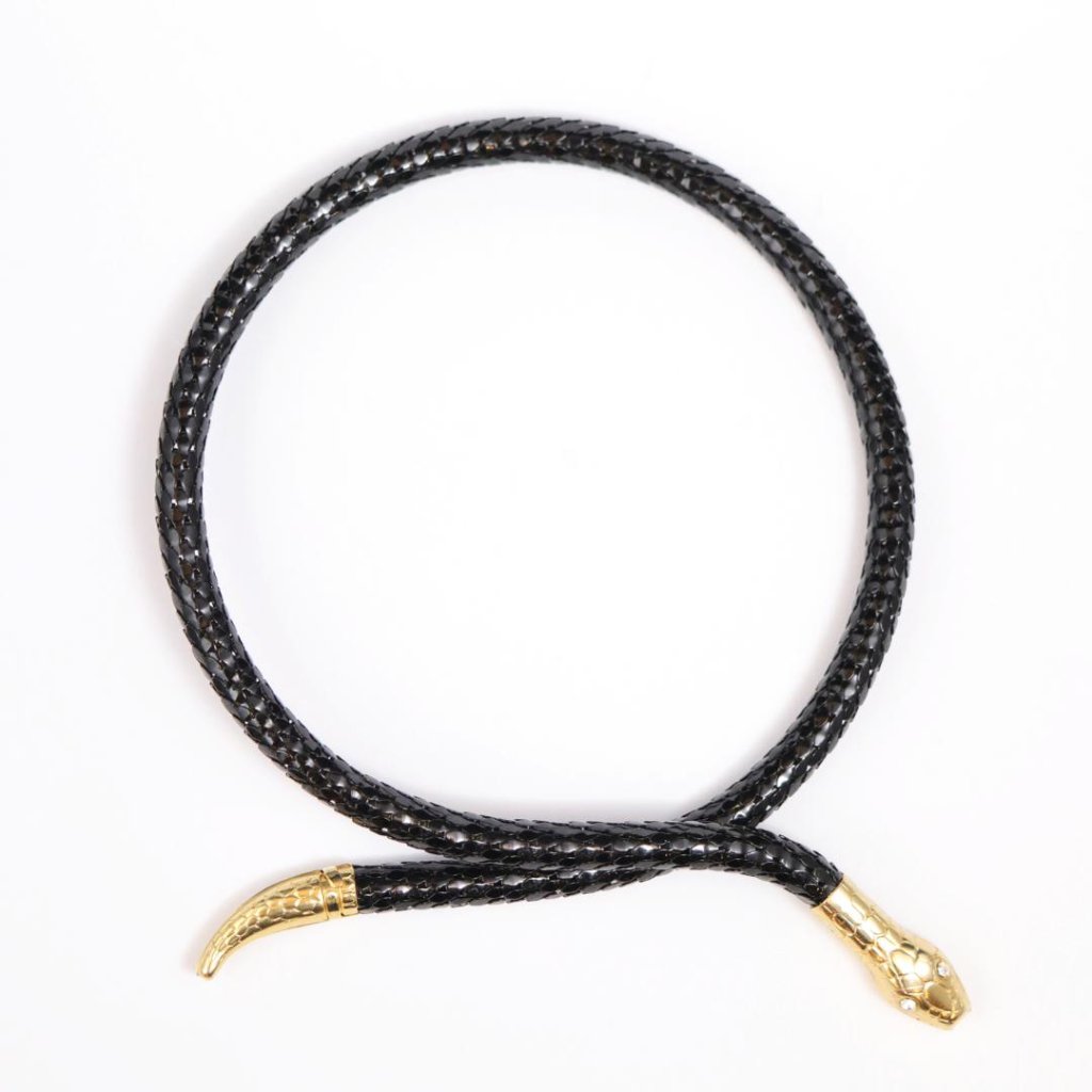 ヴィンテージ メタルメッシュ スネーク チョーカーネックレスの画像