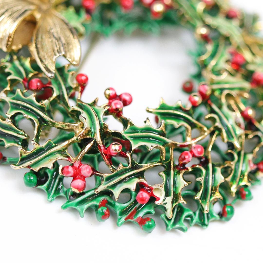 アメリカ WEISS クリスマスリース ブローチの画像