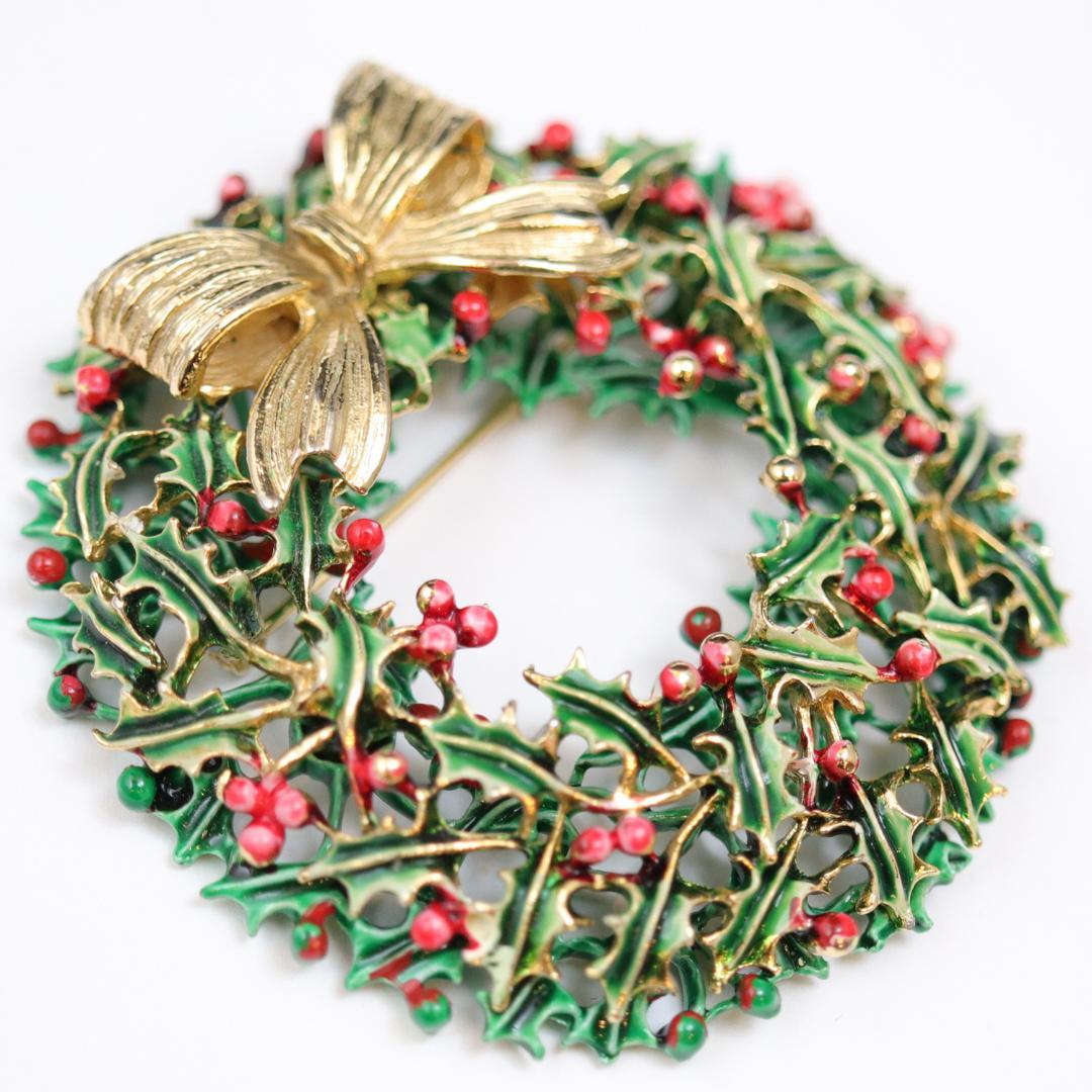 アメリカ WEISS クリスマスリース ブローチの画像