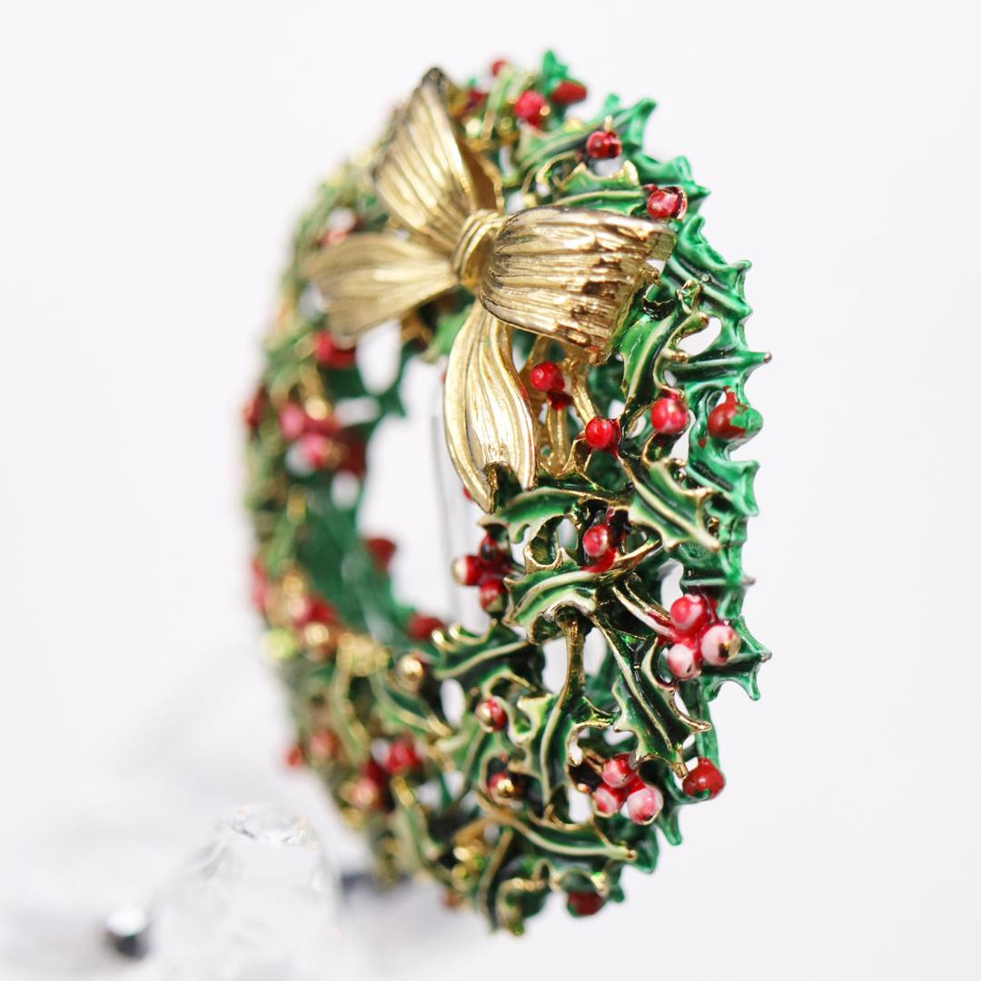 アメリカ WEISS クリスマスリース ブローチの画像