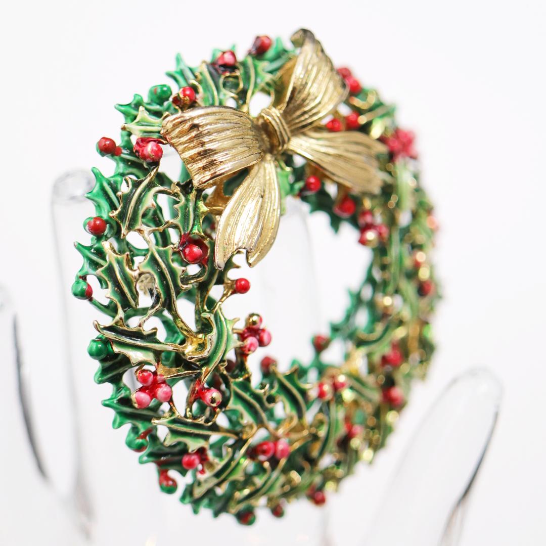 アメリカ WEISS クリスマスリース ブローチの画像