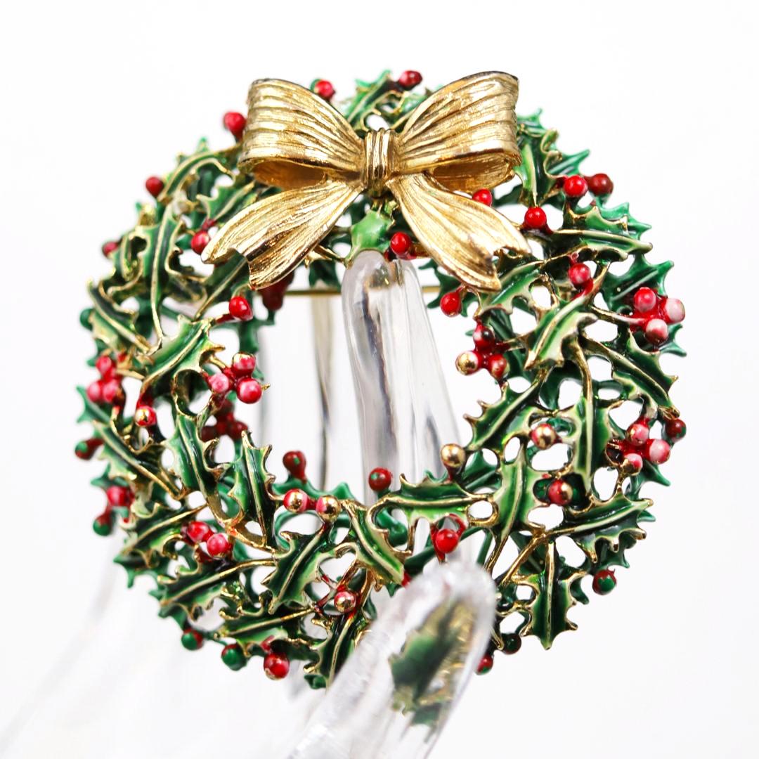 アメリカ WEISS クリスマスリース ブローチの画像