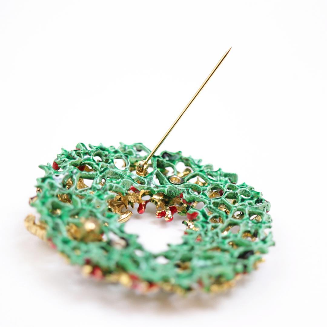 アメリカ WEISS クリスマスリース ブローチの画像