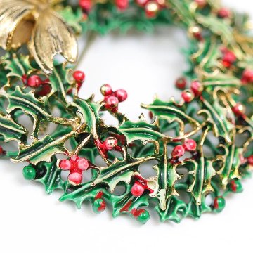 アメリカ WEISS クリスマスリース ブローチの画像
