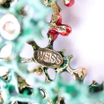 アメリカ WEISS クリスマスリース ブローチの画像