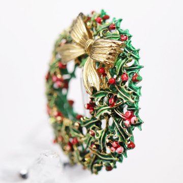 アメリカ WEISS クリスマスリース ブローチの画像