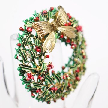 アメリカ WEISS クリスマスリース ブローチの画像