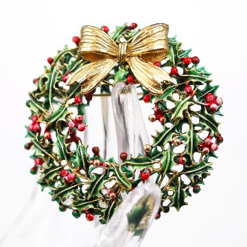 アメリカ WEISS クリスマスリース ブローチの画像