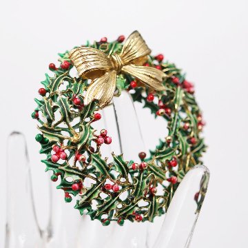 アメリカ WEISS クリスマスリース ブローチの画像