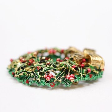 アメリカ WEISS クリスマスリース ブローチの画像
