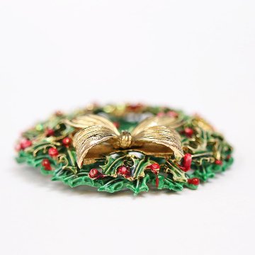 アメリカ WEISS クリスマスリース ブローチの画像