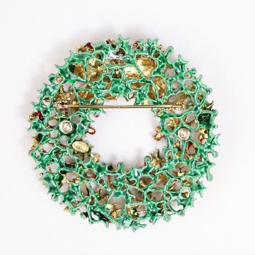 アメリカ WEISS クリスマスリース ブローチの画像