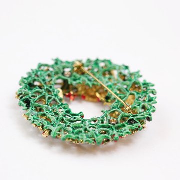 アメリカ WEISS クリスマスリース ブローチの画像