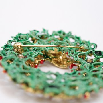アメリカ WEISS クリスマスリース ブローチの画像