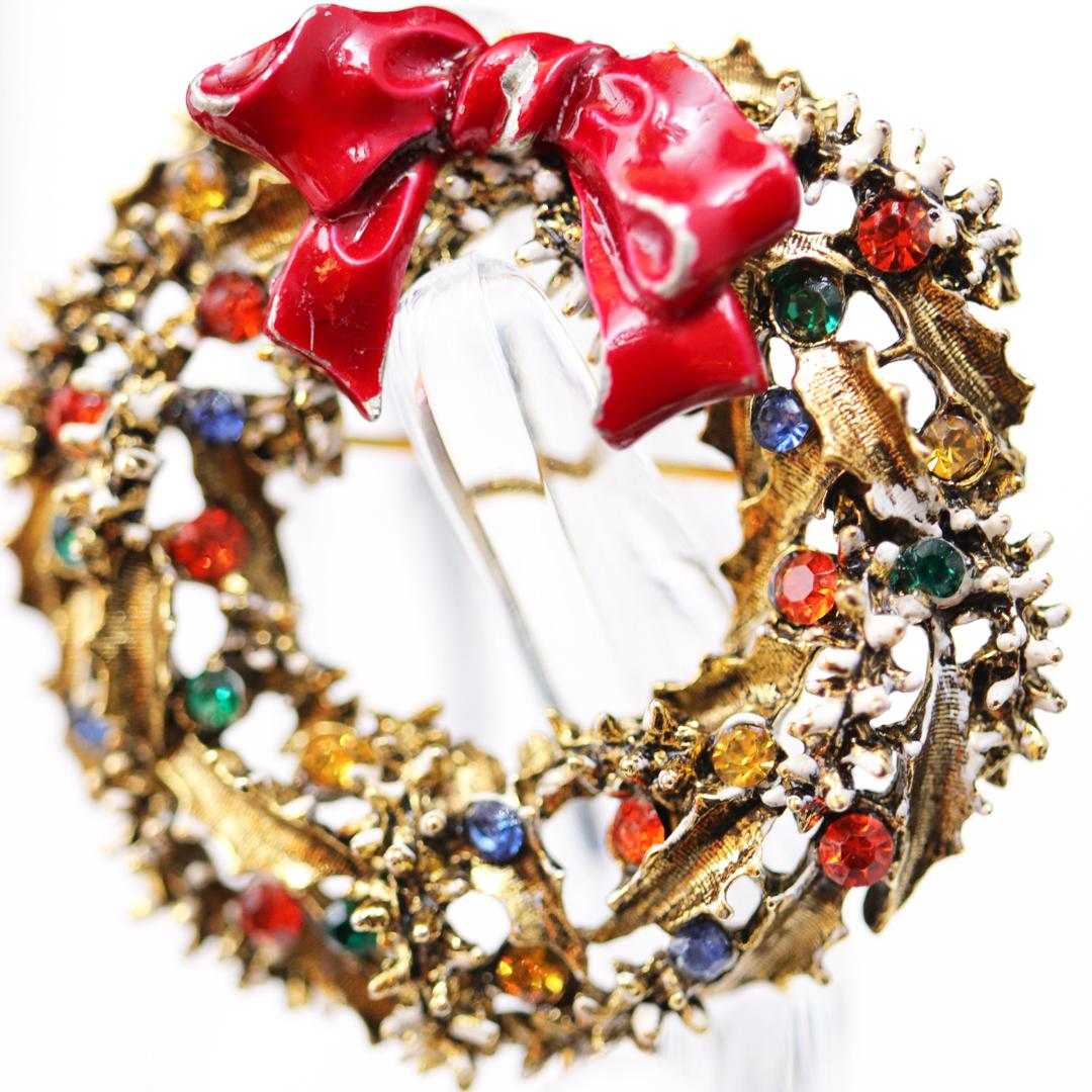 アメリカ ART  クリスマスリースブローチの画像