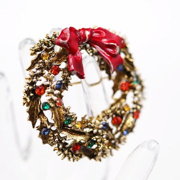 アメリカ ART  クリスマスリースブローチの画像