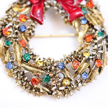 アメリカ ART  クリスマスリースブローチの画像