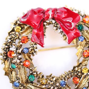 アメリカ ART  クリスマスリースブローチの画像